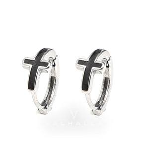 Simple Cross Sterling Silver Earrings