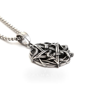Entwined Snake Pentagram Stainless Steel Pendant