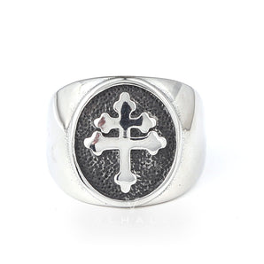 Cross of Lorraine Stainless Steel Masonic Ring