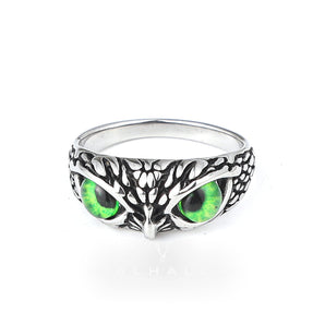 Owl Gem Eye Stainless Steel Ring