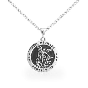 St. Michael Protect Us Stainless Steel Pendant & Chain