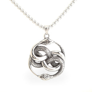 Double Ouroboros Snake Stainless Steel Animal Pendant & Chain