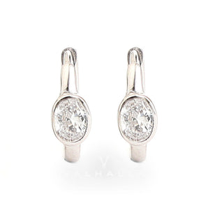 Minimalist Zircon Stone Sterling Silver Hoop Earrings