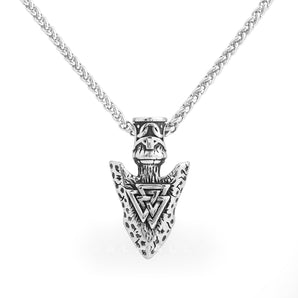 Valknut Stone Spear Stainless Steel Viking Pendant