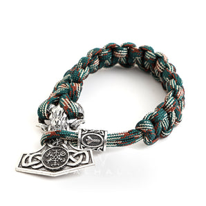 Viking Symbols Goat Head Alloy Paracord Bracelet