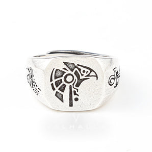 Horus And Anubis Stainless Steel Egyptian Ring