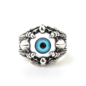 Greek Evil Eye Stainless Steel Skull Ring