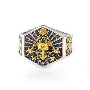 Freemason Light Sterling Silver Masonic Skull Ring