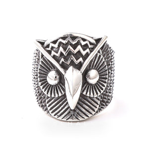 Carved Owl Stainless Steel Animal Ring