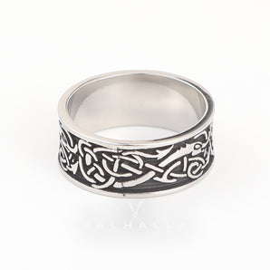 Dragon Head Celtic Knot Stainless Steel Viking Ring
