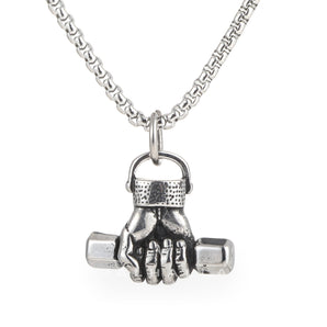Fist Dumbbell Stainless Steel Pendant & Chain