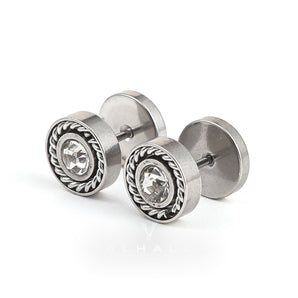 Minimalist Round Zircon Stainless Steel Stud Earrings