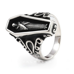 Vampire Coffin Stainless Steel Skull Ring