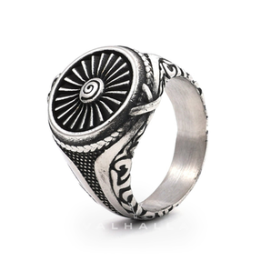 Turbine Design Stainless Steel Biker Ring