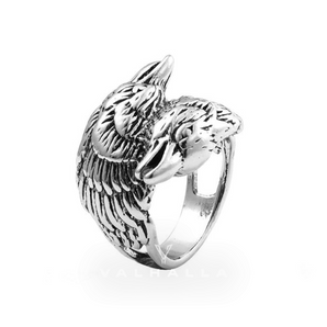 Odin Ravens Huginn and Munin Stainless Steel Viking Ring