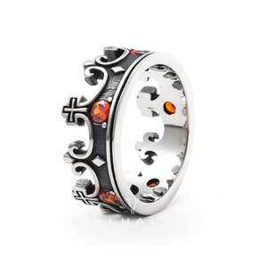 Gothic Roman Gemstone Crown Stainless Steel Ring