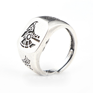 Horus And Anubis Stainless Steel Egyptian Ring