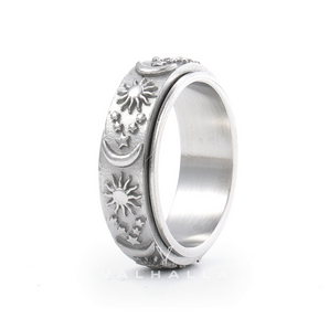 Moon Star Sun Stainless Steel Spinner Ring