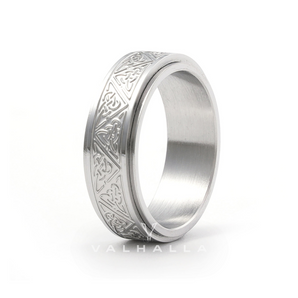 Nordic Celtic Triangle Knot Stainless Steel Spinner Ring