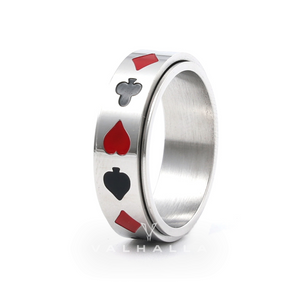 Poker Card Stainless Steel Spinner Ring
