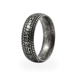 Runes Braided Pattern Stainless Steel Viking Ring