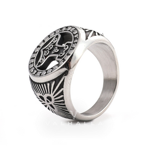 Thor's Hammer Celtic Knot Stainless Steel Viking Ring