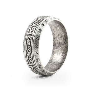 Vintage Viking Celtic Knot Runes Stainless Steel Band Ring