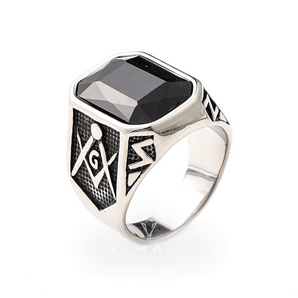 Masonic Gemstone Stainless Steel Ring