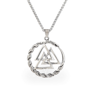 Handcrafted Stainless Steel Valknut and Jormungand Pendant