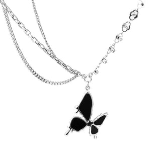Black Liquid Butterfly Alloy Necklace