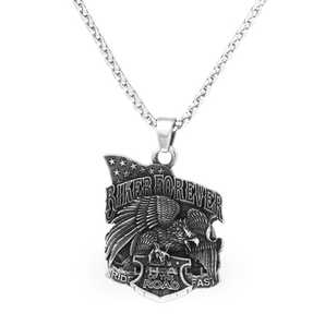 Eagle Shield Biker Forever Stainless Steel Pendant
