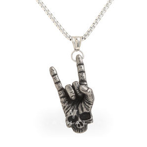 Gothic Dark Rock Sterling Silver Skull Necklace