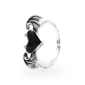 Bat And Heart Stainless Steel Gothic Ring