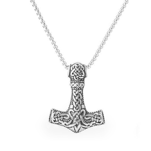 Handcrafted Stainless Steel Fenrir Mjolnir Pendant