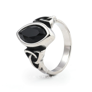 Celtic Knot Gemstone Stainless Steel Viking Ring