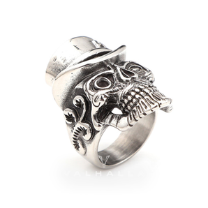 Vintage Gentleman Skull Stainless Steel Ring